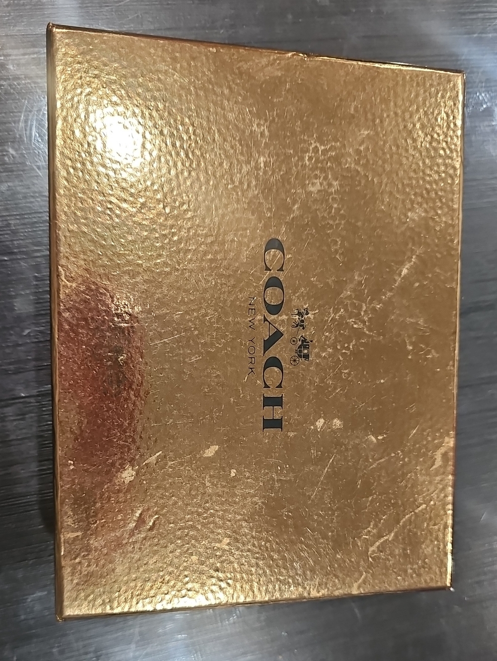 Coach Metallic Gold Decorative Box with Black Logo